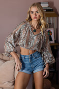KIRA TRIBAL PATTERN BLOUSE - VOILE FLORAL CROP TOP