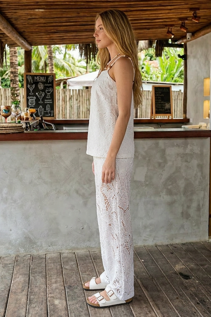 LACE BREEZE RELAXED TOP & WIDE LEG PANTS SET